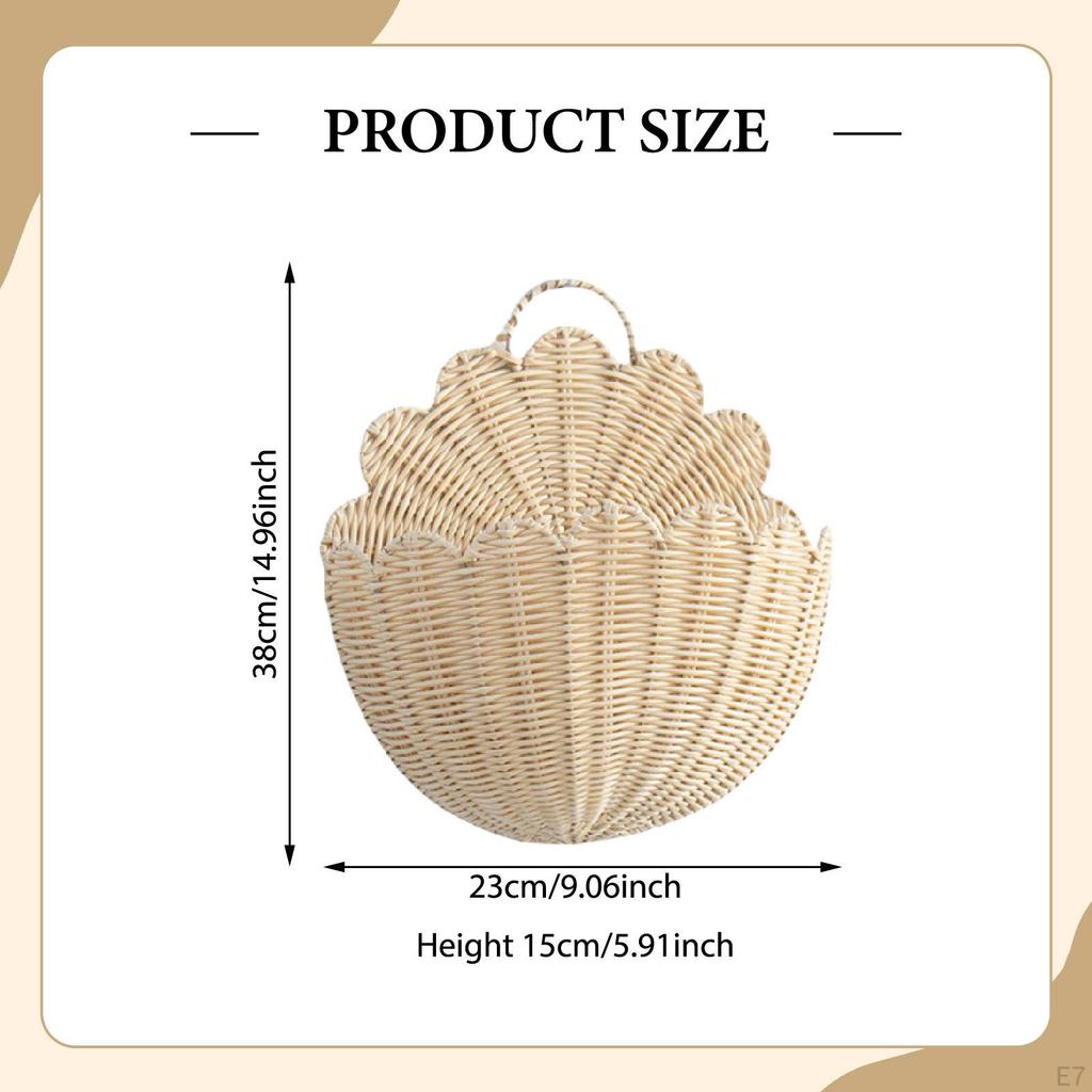 Wall Hanging Basket Storage Imitation Rattan Bedroom Multifunctional Flowers