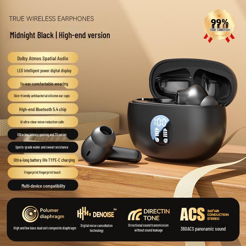 Premium Wireless Bluetooth In-ear Earbuds with Long Battery Life and Digital Display