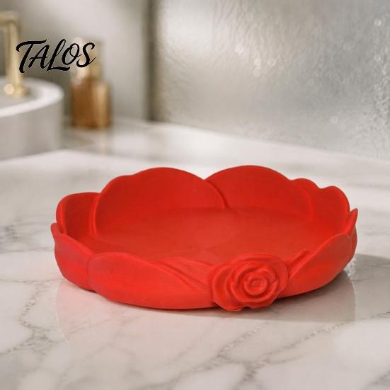 Delicate Rose Shaped Dish Jewelry Storage Tray, Decorative Plastic Trinket Dish, 3D Small Item Container Printed Desktop Organizer for Earrings