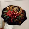 1pc Golden Horse Decoration Fashionable Automatic Opening/Closing Folding Umbrella with 8 Iron Bones, Plastic Handle yy251015067