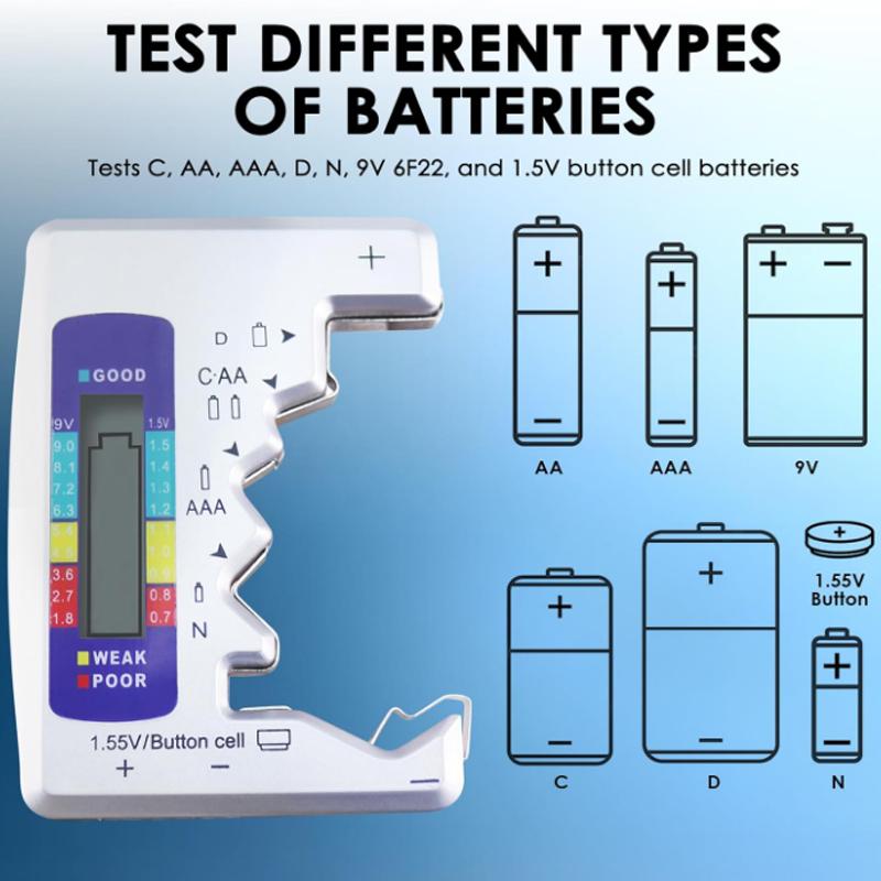 Universal battery tester features a liquid crystal display and can perform digital multi-function testing on any battery.
