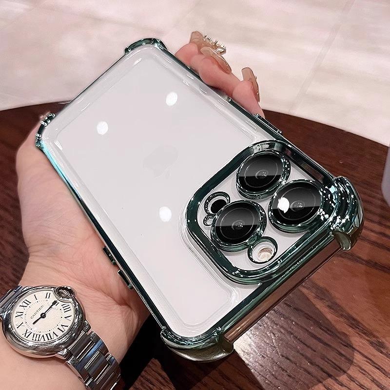 Applicable To IPhone17 Electroplated High Breathable Bag Four Corner Anti Fall Mobile Phone Case Apple 16 Comes with Lens Film Protection Case