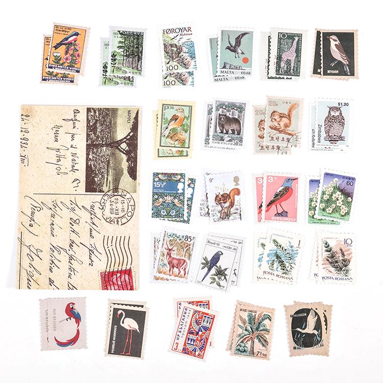 46 pcs Vintage stamp style Stickers pack Decorative Hand Account Diary Album handmade Diy Scrapbooking accessories