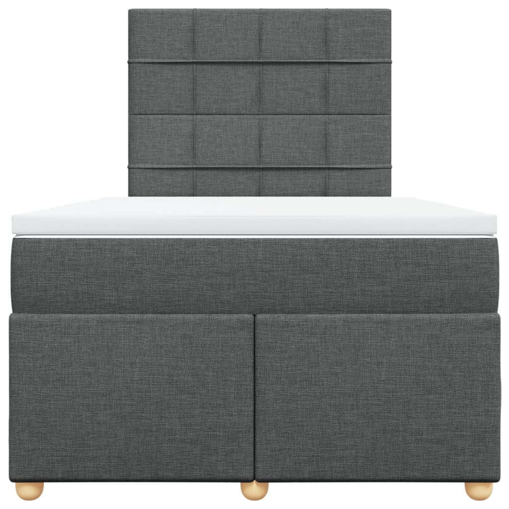 Box Spring Bed with Mattress Dark Gray 120 X 190 Cm Fabric