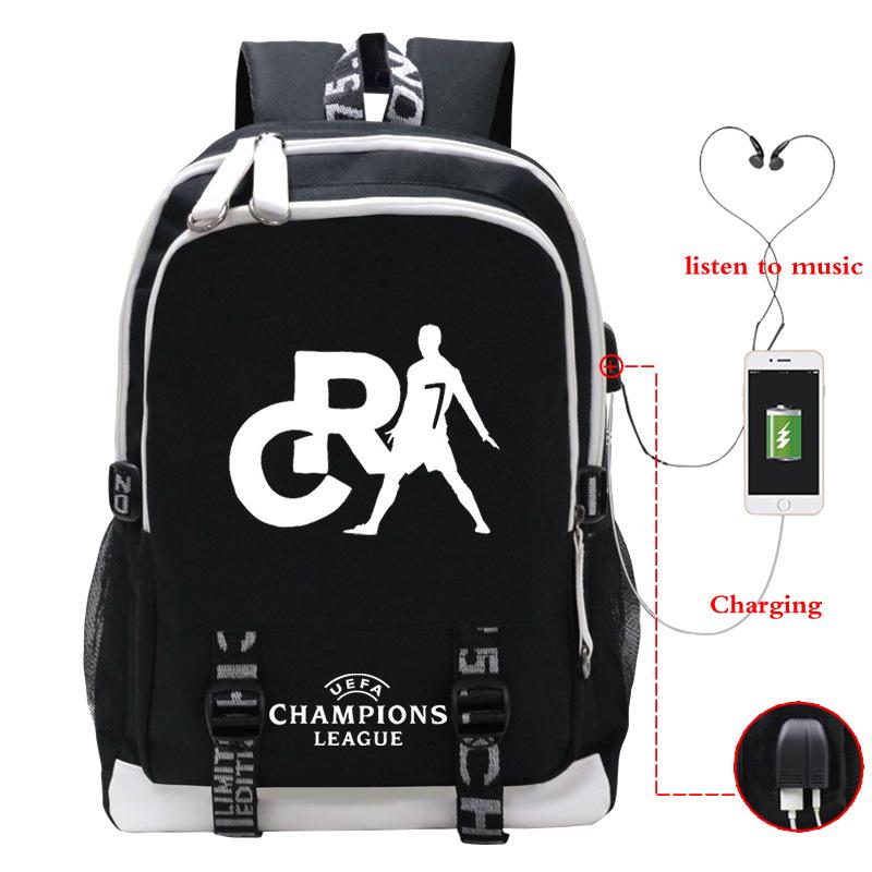 Football Player C Luo'S Peripheral Printed Primary And Secondary School Students Backpack Large-Capacity Leisure Travel Bag