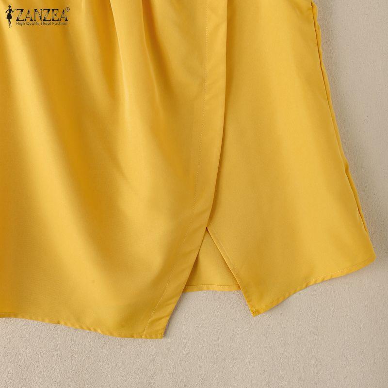 ZANZEA Camisetas sin mangas de verano para mujer con cuello redondo casual