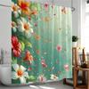 Floral Plants Shower Curtain Pink Roses Green Leaf Vines Botanical Home Decor For Bathroom Polyester Bathtub Curtains Cloth