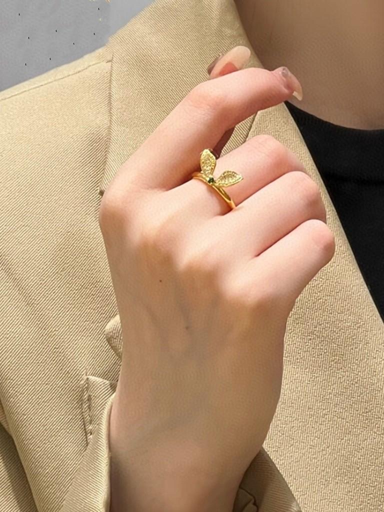 Cute And Chic Rabbit Ear Open Ring Ideal Gift For Rabbit Year Stylish Fashion Accessory