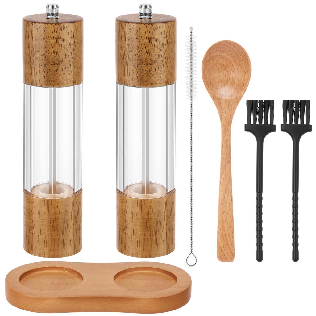 Wooden Salt and Pepper Grinder Set Multiple Manual Spice Grinder Adjustable Coarseness Kitchen Refillable Salt and Pepper Mills