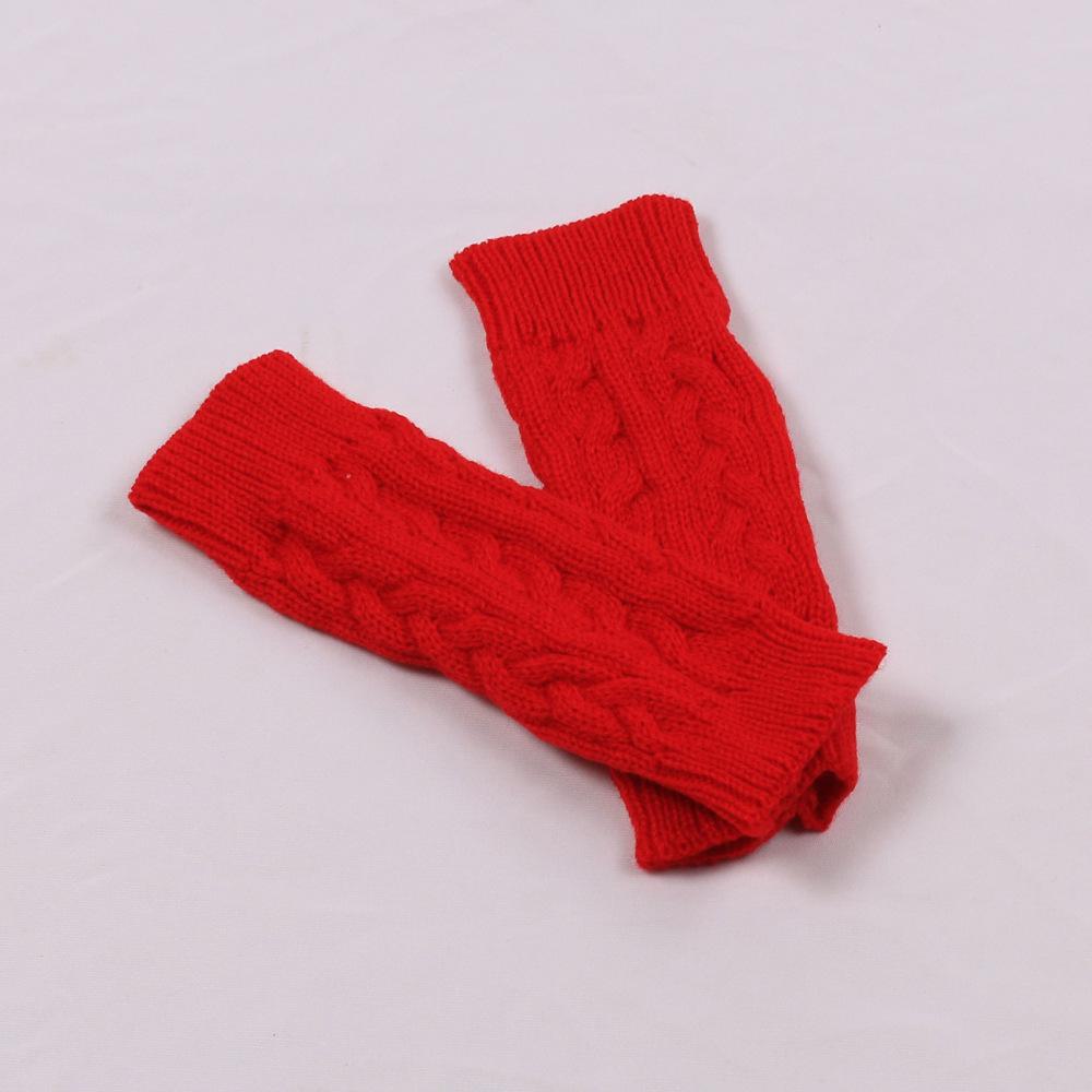 

Осенне-зимние шерстяные перчатки с полупальцами Cross-Border с узором в виде восьмерки и манжетами One Size красный