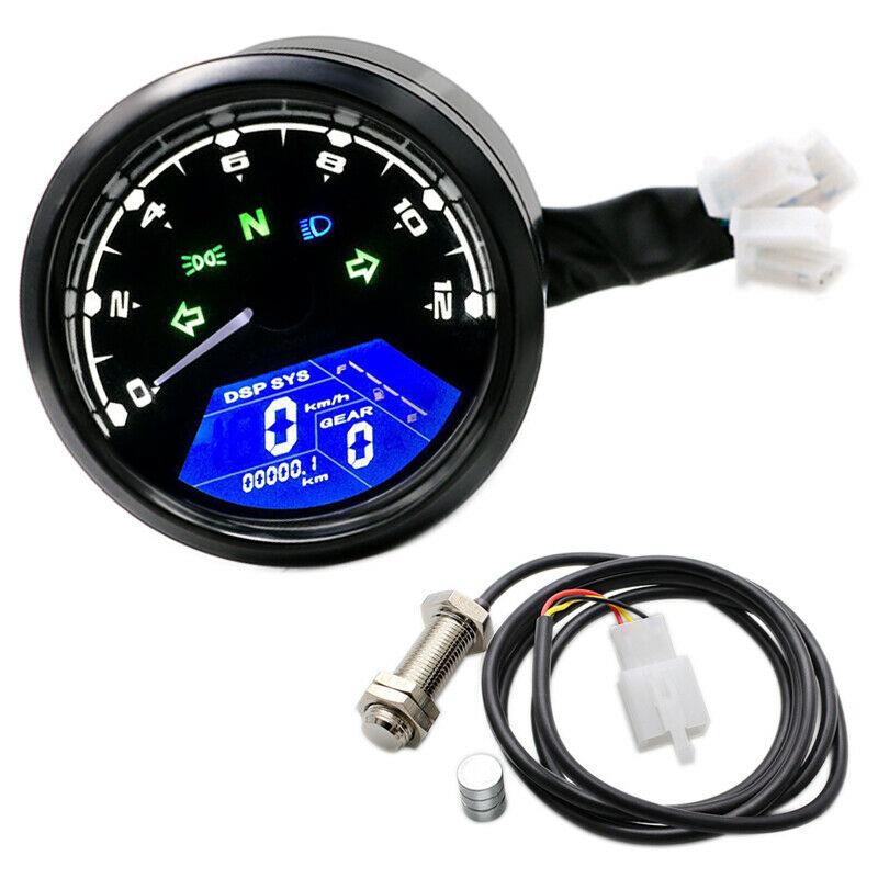 Universal Motorcycle LCD Digital Speedometer 8-18V DC Motorbike Odometer Tachometer Gauge ABS Waterproof Instruments
