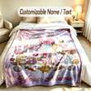 Easter Bunny Theme Soft Blanket Personalized Custom Name Text Print Warm Blanket Home Sofa Bedroom Decor