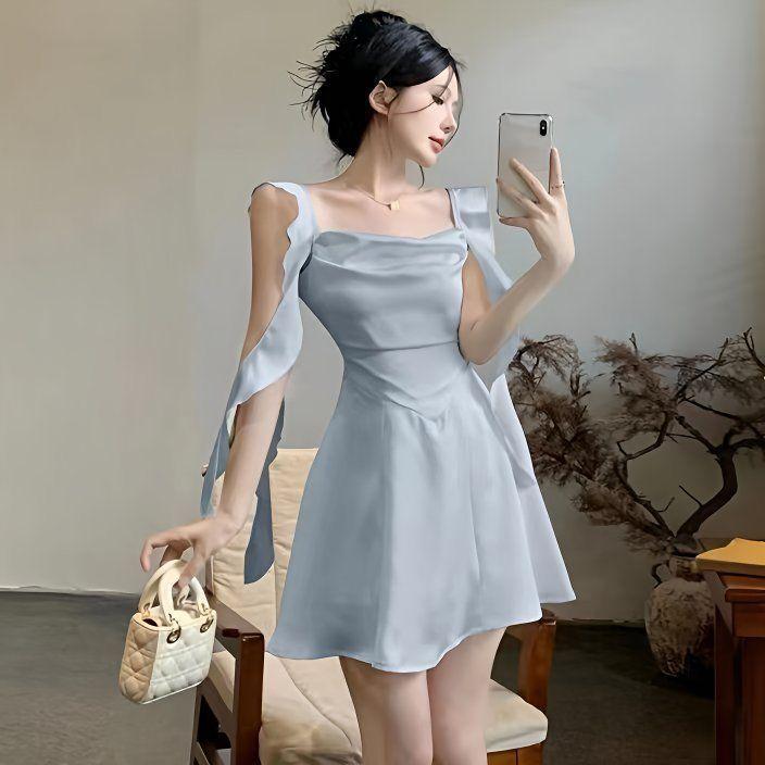Private Lady Satin Strap A Line Dress With Waist Tuck For Summer 2025