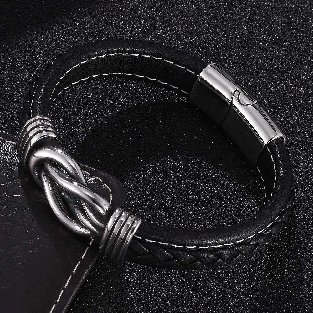 Men's Leather Bracelet Steel Leather 2