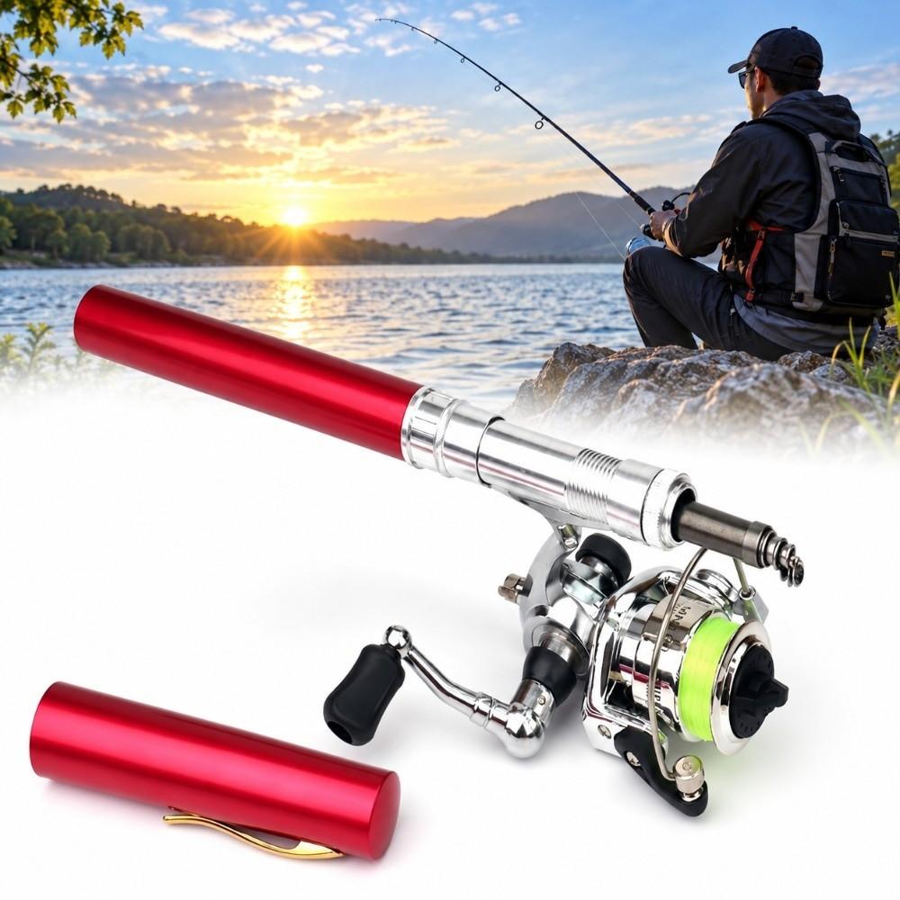 Pen Shape Fishing Reel Combo 1.6m Fishing Rod Set Portable Fishing Pole Kit  For New Anglers