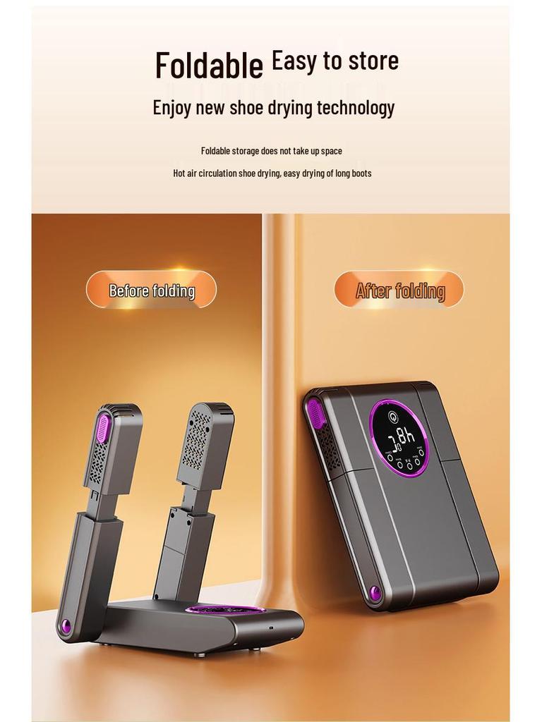 Portable Smart Shoe Dryer & Warmer: Foldable, Easy-to-Store Household Heating Solution.