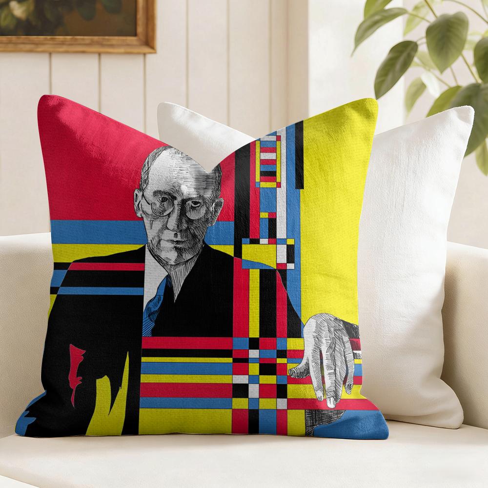 Abstract Painting Piet Art Cushion Cover Eco Linen Pillow Case DoubleSided Print Breathable Durable Zipper Home Decor Gift