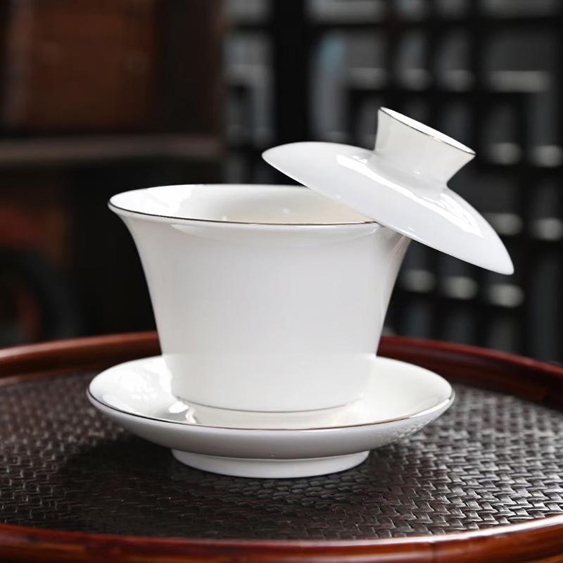 Деловой портативный дорожный чайный набор Дехуа Белый фарфор Нефритовый фарфор Керамический чайник Чашка Чайный поднос Подарочная коробка