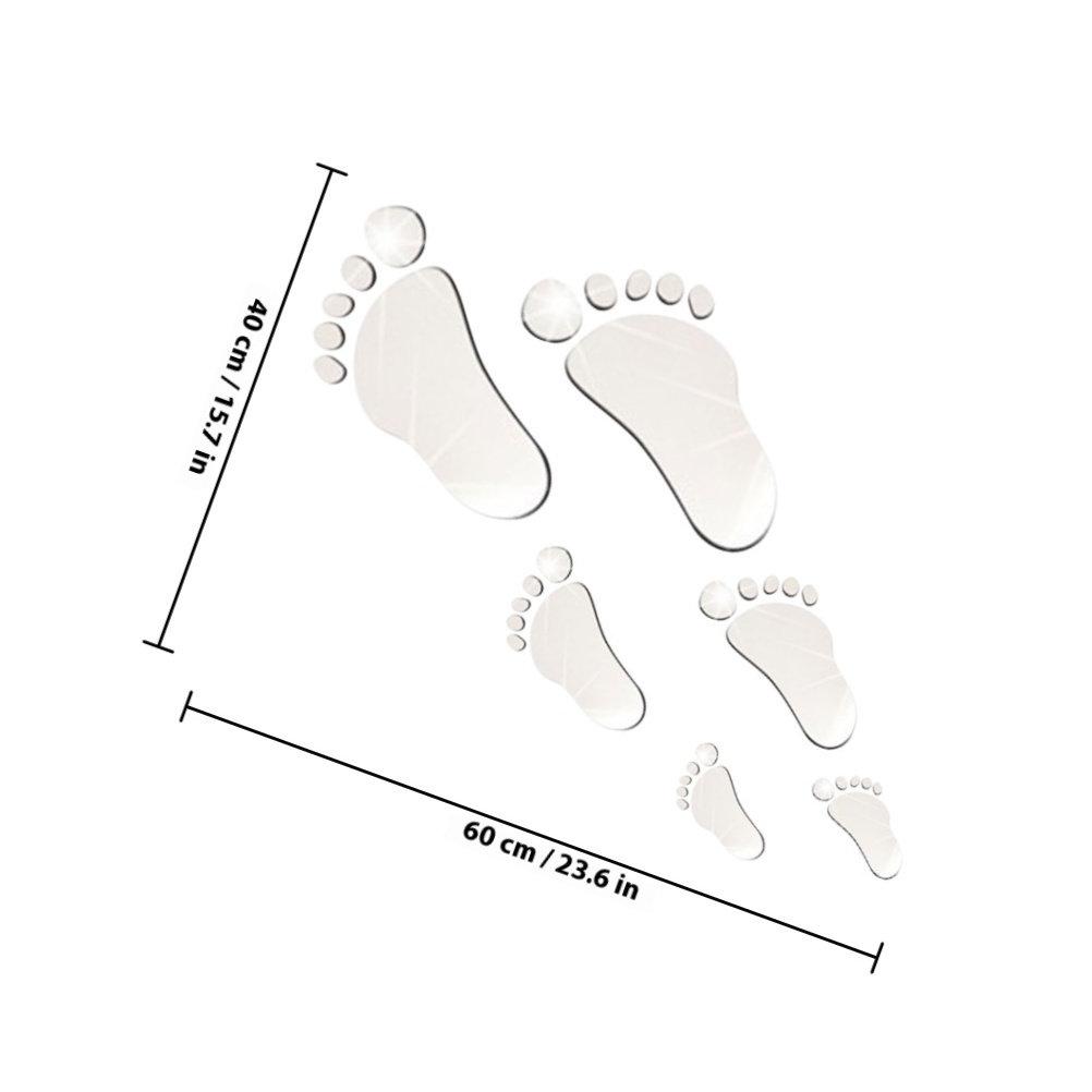 Acrylic Footprint Mirror Wall Decal Self Adhesive 3D Decorative Wall Sticker for Childrens Room Nursery Bedroom Living Room