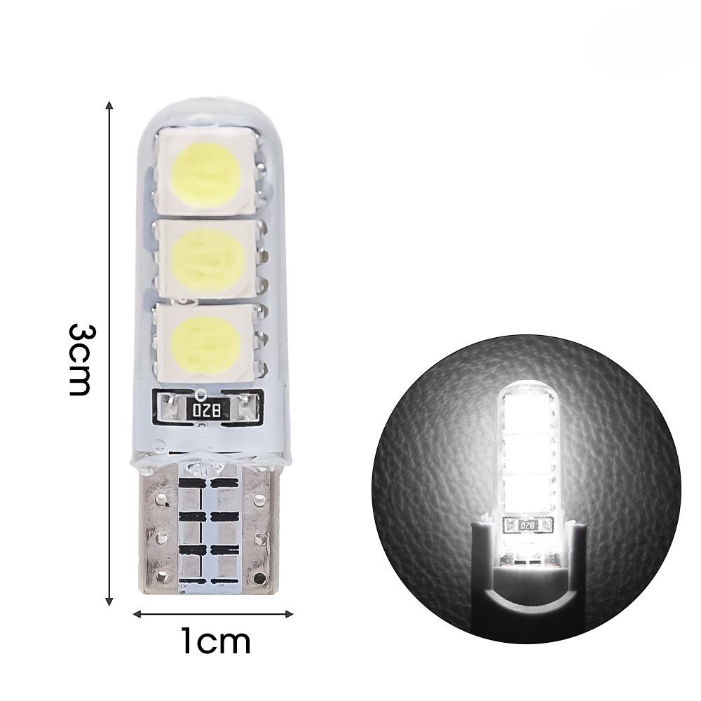 Super Bright LED Lens Daytime Running Light for Car - Universal T10 W5W Ice Blue Side Marker Light 5050 6SMD Bulb 1-50PCS