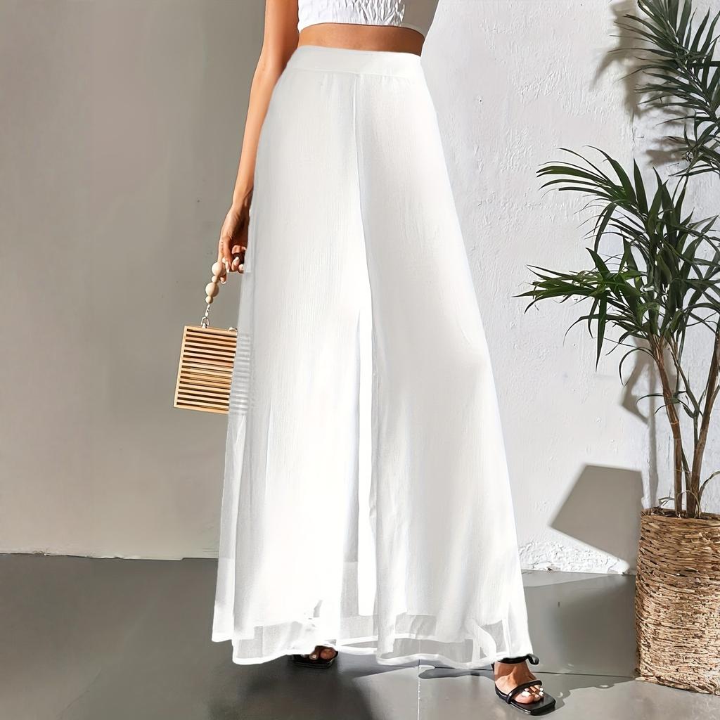 Women'S Wide Leg Pants  Casual Elastic Waist Loose-Fit Long Trousers, Lightweight, Suitable for All Seasons