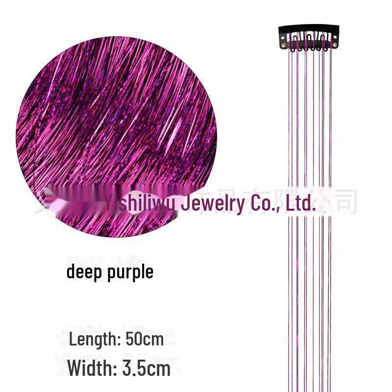 Laser Silk 6-Piece Tinsel Hair Extensions - Bright, Seamless, Colorful Gold & Silver Glitter Highlights