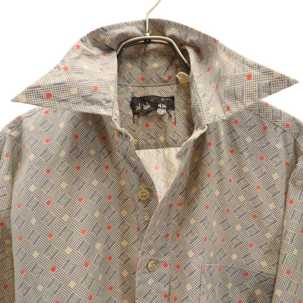 VINTAGE 70s Overall handle Long sleeve shirt S beige Old Men's Used