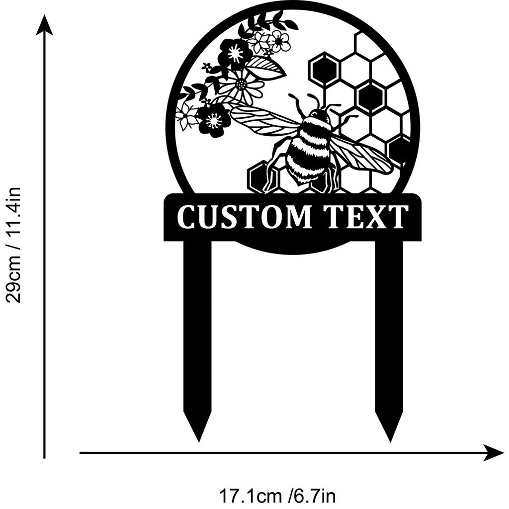Metal Garden Art Bee Sign, Outdoor Yard Decor, Beekeeper Gift, Rustic Metal Stake, Honeybee Wall Decor, Garden Ornament