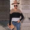 Woman Clothing Fashion Casual Tops Shirts Fashionable and Casual Temperament Women's Long-sleeved Splicing Loose Striped Knit Sweater