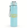 1PC Pale Yellow Minimalist Script Print 750ml colorful plastic sports water bottle leakproof pop up lid with straw for outdoor work home use