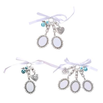 Wedding Bouquet Bridal Bouquet Photo Glamour Lace Oval Charms Ribbon Blank Heat Transfer Photo Ornament Party Decor