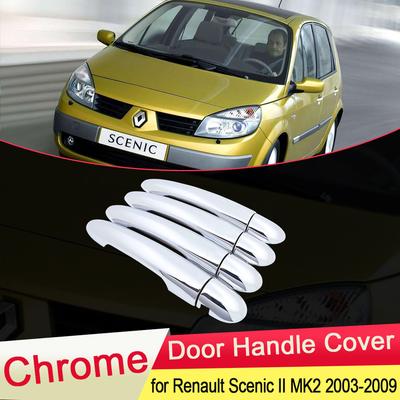 For Renault Scenic II 2003 2004 2005 2006 2007 2008 2009 MK2 Chrome Door Handle Cover Exterior Trim Car Cap Stickers Accessories