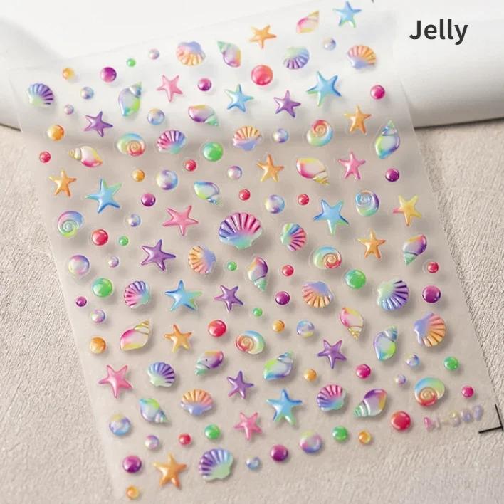 Red Brocaded Carp Koi Cyprinidae Auspicious Fish Spring Flower 5D Nail Art Stickers Fresh Vibrant Relief Adhesive Manicure Decal