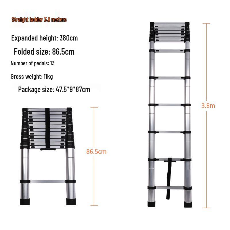 Multi-Functional Aluminum Telescopic Ladder - Herringbone Design, Foldable, Thickened for Household and Large Joint Decoration.