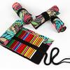 12/24/36/48/72 Holes Leaves Print Pencil Organizer Bag Canvas Pencil Wrap Pencil Roll Bag Pencil Storage Bag