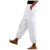 Women Drawstring Waist Cargo Pants with Elastic Cuffs and Large Side Pockets for Casual Outdoor Daily Wear