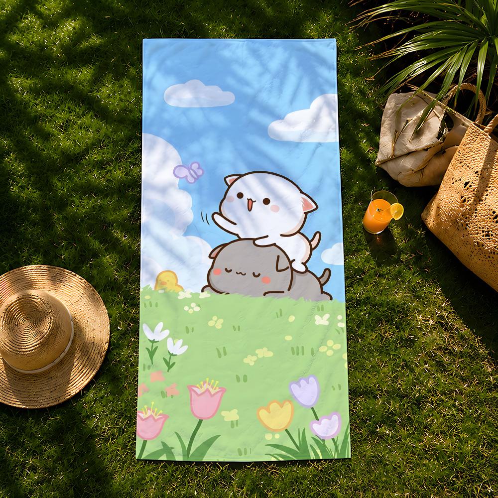Character P-Peach C-Cat Towel Beach Towel, Quick Drying Absorbent Bath Towel For Swim,Gym,Camping,Outdoor Hot