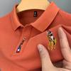 Summer Men's Polo Shirt with Short-sleeved Embroidery Pattern, Fashionable and Casual Lapel Short-sleeved Polo Shirt