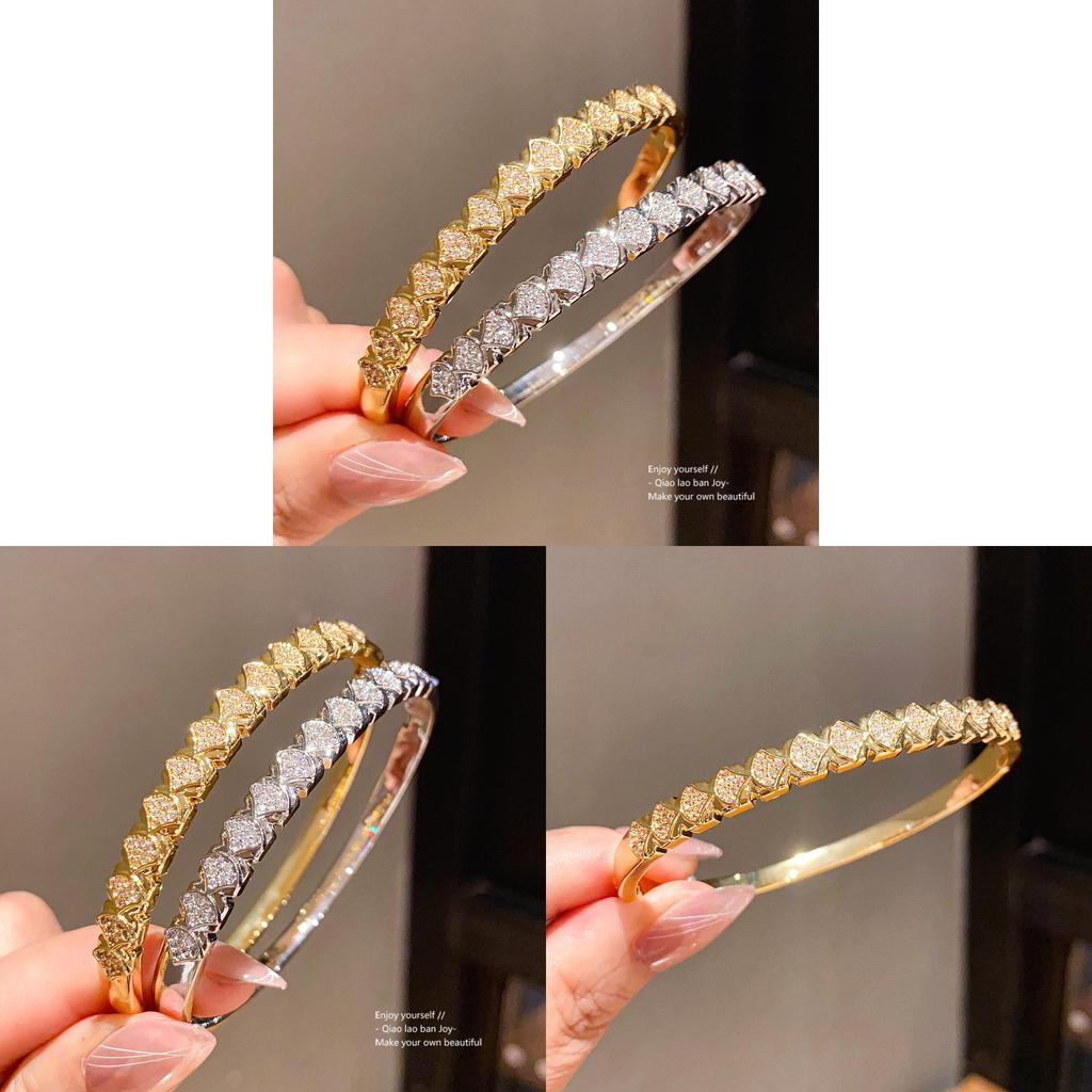Copper Zirconia Fan Shaped Bracelet Elegant Geometric Jewelry For Fashion Ol