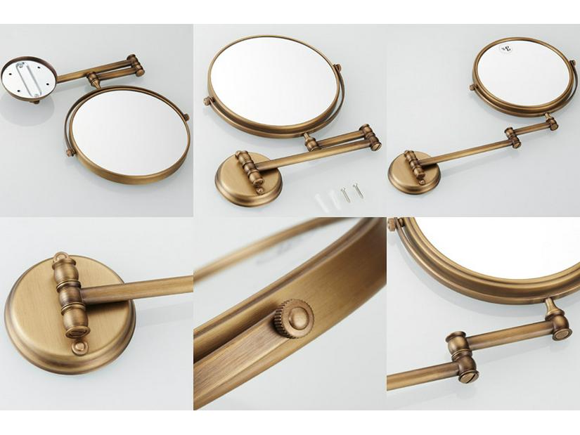 Retro 8" Foldable Double-sided Wall-Mount Makeup Mirror with 3x Magnification