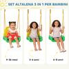 Adjustable Garden Swing for Children with Backrest and Barrier, In Steel and PP, 128x155x157 Cm, Green