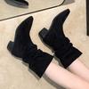 Fashion 2025 Mid Heels Ankle Boots for Women Fashion Suede Winter Shoes Elegant Chelsea Short Boots New Trends Dress Pumps Zapatillas
