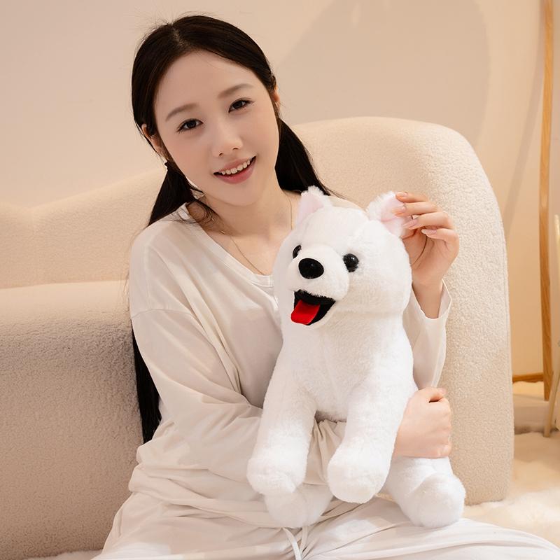 Favorite Toy Unisex White Simulation Samoyed Stuffed Toys Cute Realistic Dog Plush Toy Puppy Plush Animals Toy Birthday Gifts 33/40Cm