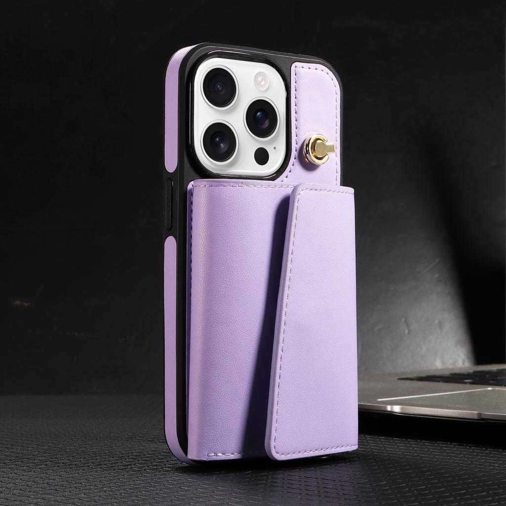 Wallet Shoulder Strap Phone Case For iPhone 16 15 14 13 12 11 Pro Max Fashion Lanyard Leather Card Slot Cover For 16 15 14 Plus