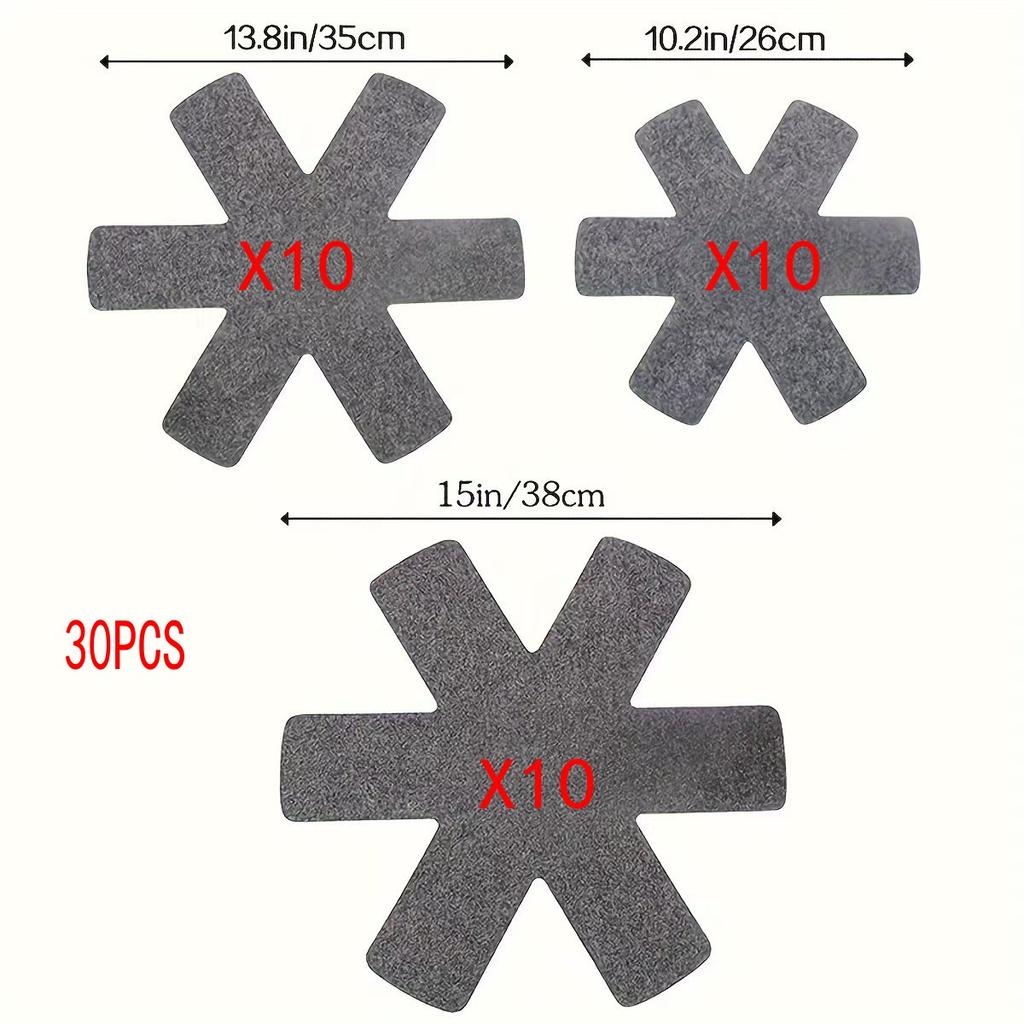 Topf- und Pfannenschutz 30 Stück Topfunterteiler Pad Vliesstoff 3 Größen Pfannen Trennpads zum Schutz Trennpads Kochgeschirr