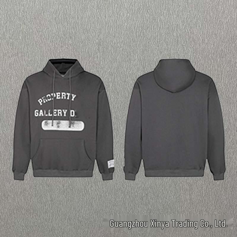 GALLERY DEPT Bluza Unisex z Kapturem Bawełniana z Plamami Farby Graffiti - Jesienna Luźna