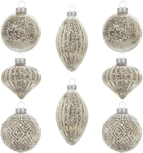 

8 Pcs Christmas Glass Ball and Pendant Ornaments with Decocro Design Christmas Decorations Standard