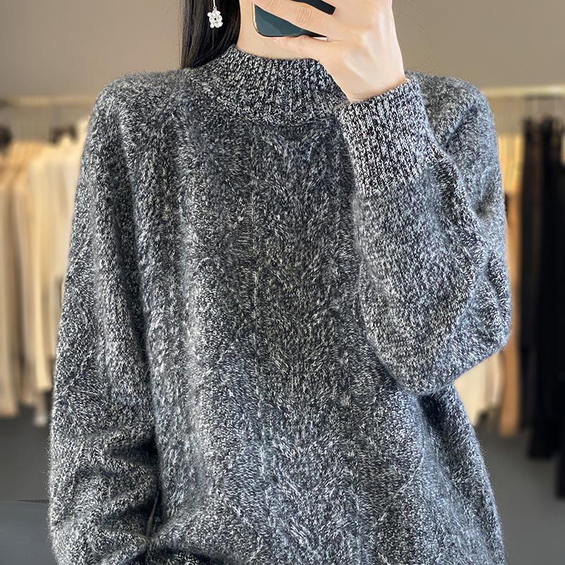 Women's Cashmere Sweater Qinghe Cashmere 30% Cashmere 70% Wool Women's Autumn and Winter Cashmere Pullover Soft and Warm