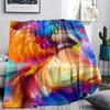 1Pc Rainbow Abstract Print Flannel Blanket, High Quality Comfortable for All Seasons, Home Decor, Warmth and Comfort, Perfect for Gifts