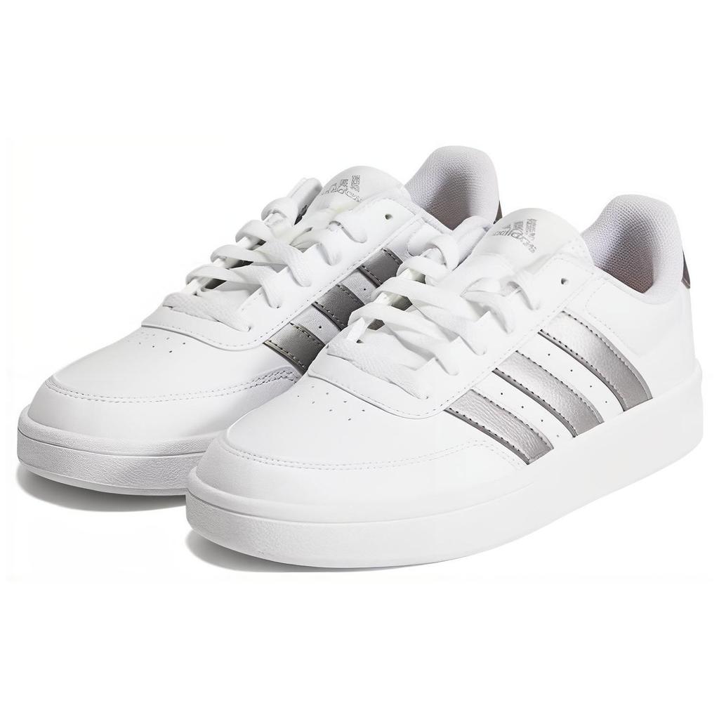 adidas Breaknet 2.0 Leder Rutschfest Leicht Niedrig geschnitten Skateschuhe Damen Sneaker Weiß Silber HP9440